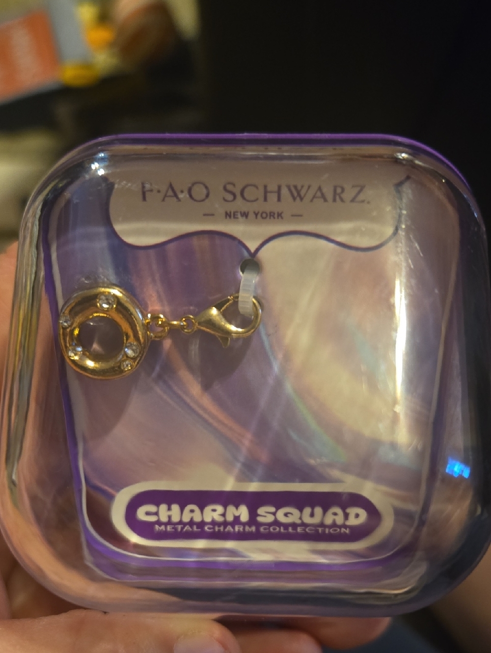 FAO Schwarz Purple and Gold Charm Squad Metal Charm
